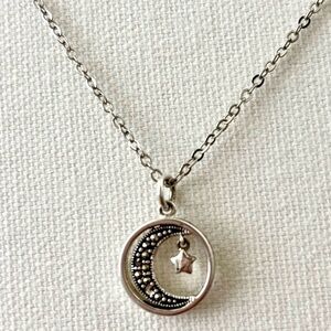 “I love you to the moon and back” Inscribed Silver-tone Charm Necklace